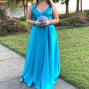 David’s Bridal Long Satin Tank Dress in Malibu